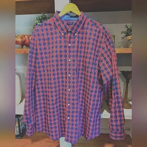 Chaps Easy Care Madras Red & BluePlaid Long Sleeve Button Down Long Sleeve XL